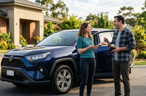 Happy borrower receiving car keys